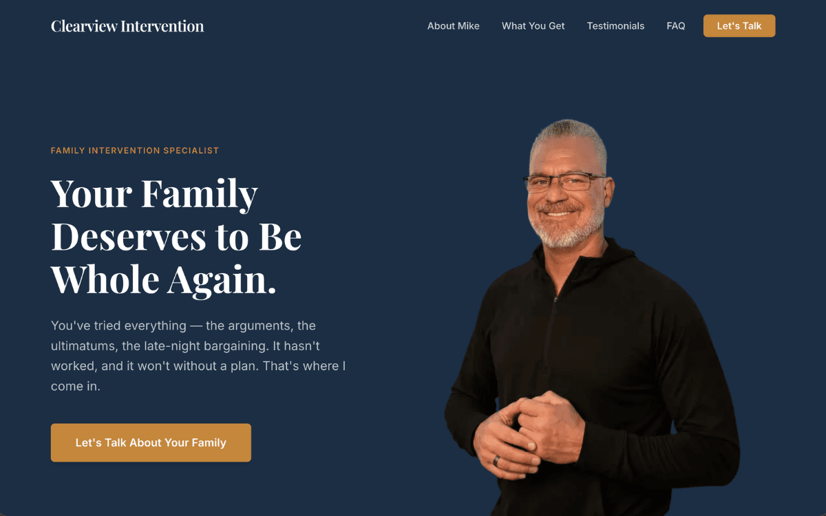 Clearview Intervention website screenshot