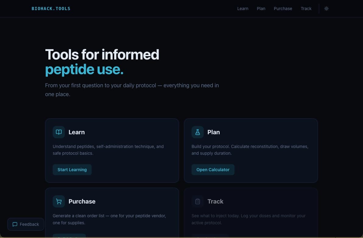 Biohack Tools website screenshot