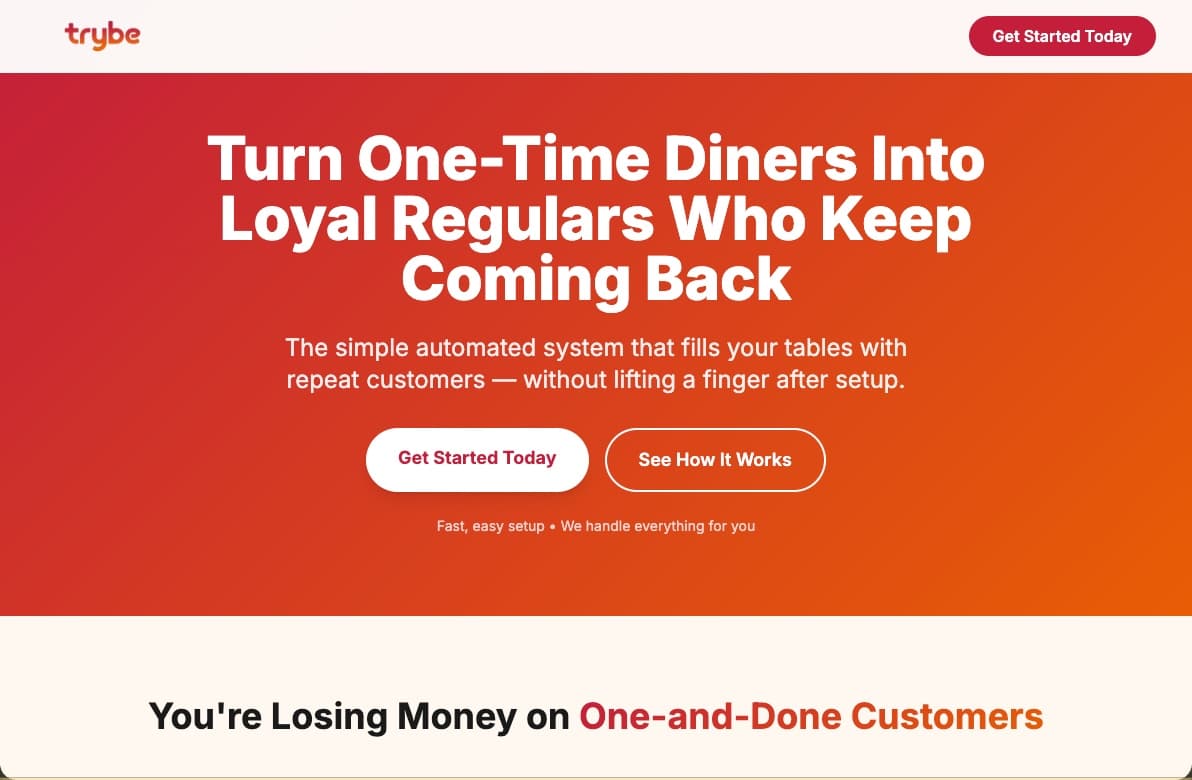 Trybe Loyalty website screenshot
